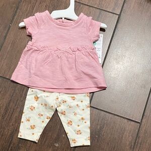 Carter's Pink Baby Top with Floral Leggings